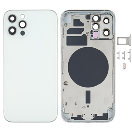 Back Housing Cover with SIM Card Tray & Side Keys & Camera Lens for iPhone 12 Pro-White